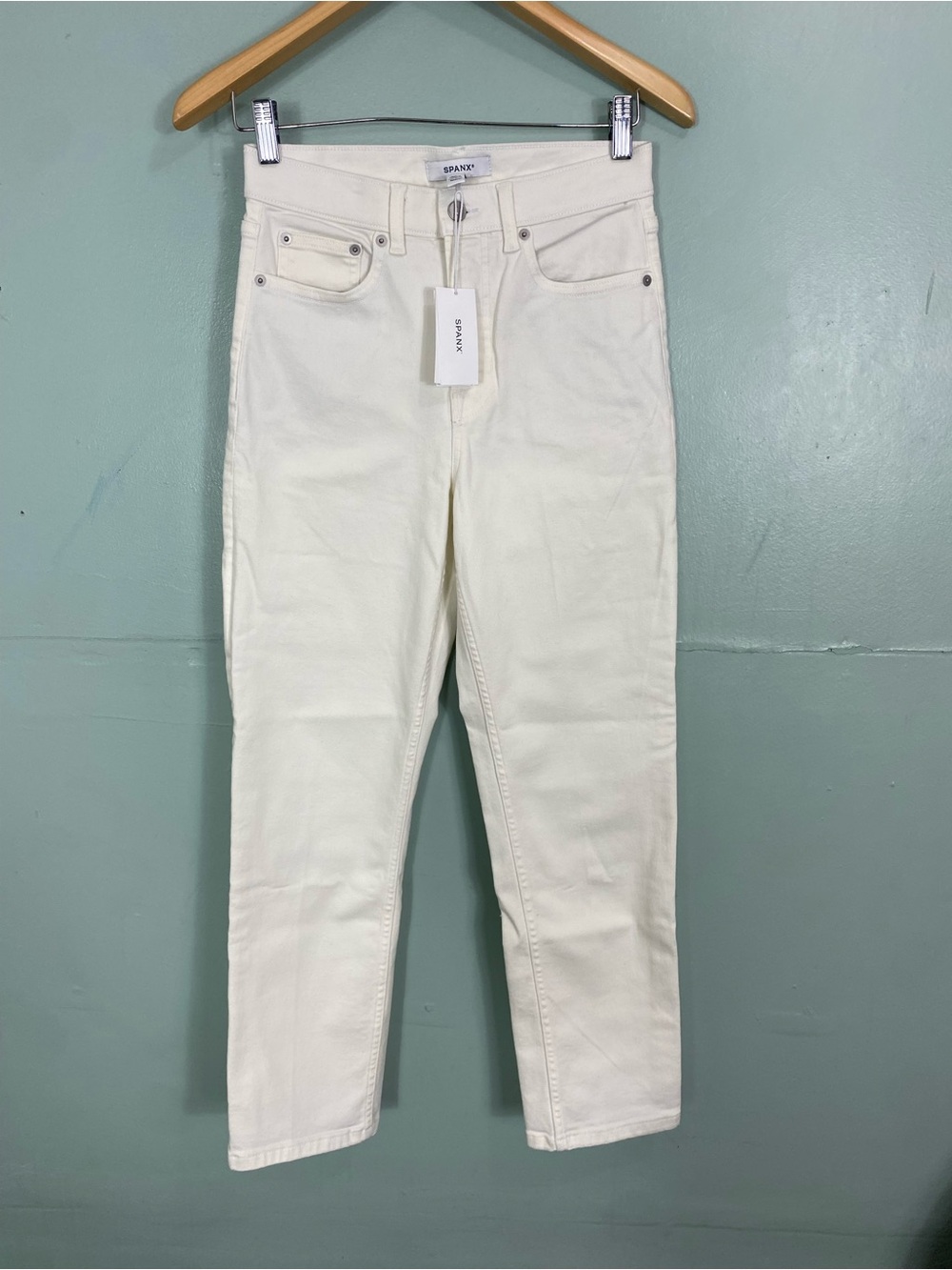SPANX Slim Straight Leg Jeans Ivory White Size‎ 621313R